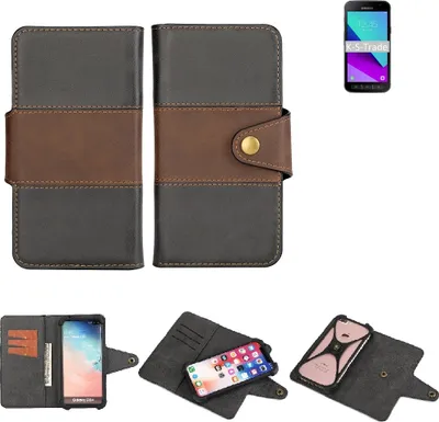 Produktbild von K-S-Trade Handyhülle Schutzhülle Hülle Bookstyle Wallet-Case kompatibel mit Samsung Galaxy Xcover 4 Bumper Rundumschutz schwarz-braun 1x