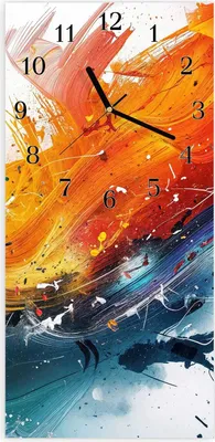 Produktbild von Wanduhr aus Glas mit Motiv Farbenexplosion- 30 x 60 cm - inkl. Aufhängesystem