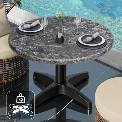 Produktbild von WBC | Jamaika Loungetisch | Ø:H 70 x 40 cm | Felsen / Schwarz | Zusatzgewicht | Bistro Loungetisch Gastro Tisch