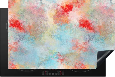 Produktbild von KitchenYeah© Herdabdeckplatte Blau - Rot - Farbe - Muster , 81x52cm, Küche Deko, Glaskeramikkochfeld Herdabdeckung, Abdeckplatte fùr Kochfeld