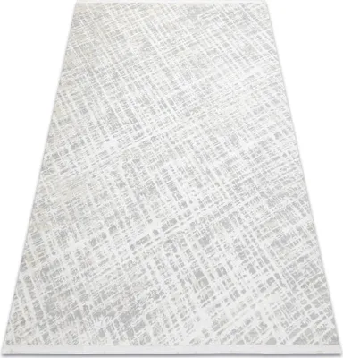 Produktbild von Moderner Teppich DUKE 51550 creme / grau - Gitter, strukturiert, sehr weich, Fransen Grau 180x270 cm