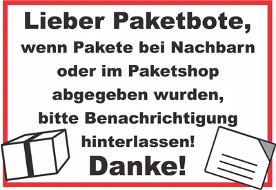 Produktbild von Wenn Pakete abgegeben Schild A3 Rückseite selbstklebend