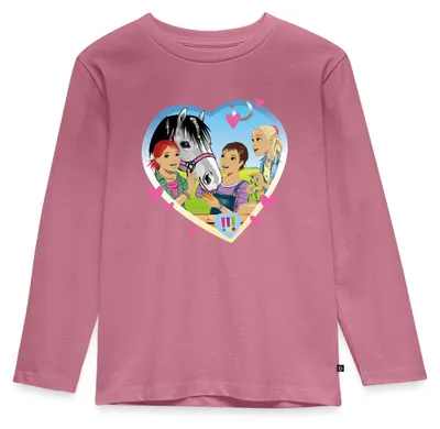 Produktbild von Spreadshirt Die Drei Ausrufezeichen Einsatz Im Pferdestall Kinder Premium Langarmshirt, 134/140 (8 Jahre), Mauve
