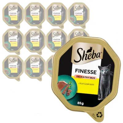 Zdjęcie produktu dla Sheba Finesse Tacka 12x85g Mokra Karma Pełnoporcjowa Dla Kota Z Kurczakiem W Musie