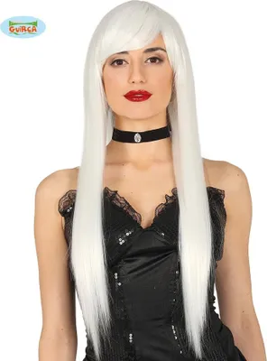 Produktbild von Dämon Karneval Perücke Lang Elegant Glatt Erwachsene Verschiedene Farben Stilvoll Fasching Haarmode, Farbe: Weiß