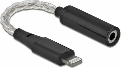 Produktbild von DeLOCK 66317, Schwarz, 3.5mm, Lightning, 0,105 m, Männlich, Weiblich