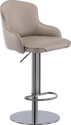 Produktbild von Modernes Design - Barhocker - Höhenverstellbar - Drehbar - Mit Rückenlehne - Nappaleder & Edelstahl - Grau