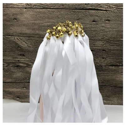50 Stück Hochzeits-Zauberstäbe mit Glöckchen, weiß, 30 cm