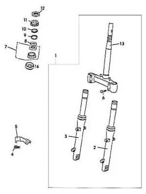 Produktbild von Kreidler Florett 125E Gabelholm rechts FIG38-11 Motorroller.de Gabelstab Gabelbein Gabelstrebe Stoß-Dämpfer Gabel-Holm Gabel-Bein