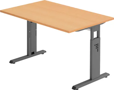 Produktbild von bümö Schreibtisch Serie-O - Nachbildung: Buche, Größe:  120 x 80 cm, Gestell: Graphit