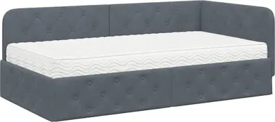 Obrázek produktu pro vidaXL Rohový rám postele tmavě šedý 100 x 200 cm samet