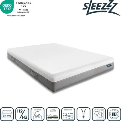 Produktbild von Viskoelastik-Matratze Sleezzz Premium 140 x 200 cm, Höhe 20 cm, Härtegrad H2/H3, mit Wendegriffen