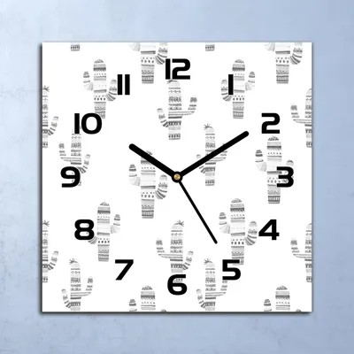 Produktbild von Wanduhr Echt-Glas-Küchenuhr Kaktus schwarz-weiß Quarz 30x30 Deko Bilder