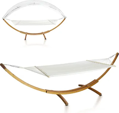 Produktbild von Yakimz Hängematte mit Gestell Hängematten Hängesitz Hängemattenset Relax Stabhängematte Lärchenholz 415cm