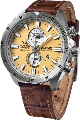 Produktbild von Herrenuhr VOSTOK EUROPE YM8J-320A655 in klassischem Braun, wasserdicht.
