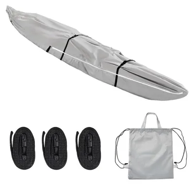 Immagine prodotto di Copertura completa per kayak, impermeabile, resistente ai raggi UV, grigia, in poliestere 420D, dimensioni 500 x 100 cm
