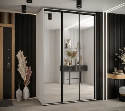 Obrázok produktu pre Šatníková skriňa ASIRI 2 - 150/60 cm, biela / čierna