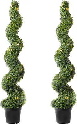 Immagine prodotto di Torre artificiale di bosso - 2 pezzi - pianta artificiale a spirale topiaria - 152,4 cm - decorazione per giardino e interni