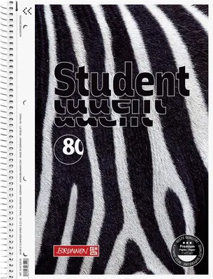 Obrázek produktu pro 5X BRUNNEN 106752805 Vysokoškolský blok Premium Student "Zebra", A4, 80 listů, velikost pravítka 28