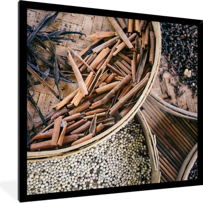 Produktbild von MuchoWow® Gerahmtes Poster Kräuter auf der Kaffeeplantage 40x40 cm - Poster mit Schwarzem Bilderrahmen Wandposter Rahmen Foto Bilder - Mit Rahmen - Wanddekoration Schlafzimmer