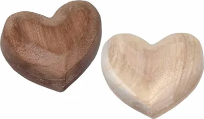 Immagine prodotto di Set da 2 pezzi - Decorazione in legno a forma di cuore, 10 cm, chiaro e scuro, Paulownia