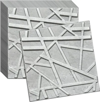 Produktbild von 3D Wandpaneele Betonoptik 12 Stück / 3 m² | Deckenpaneele aus Polystyrol | 50 × 50 cm | Geometrische Dekorplatten | Verdico
