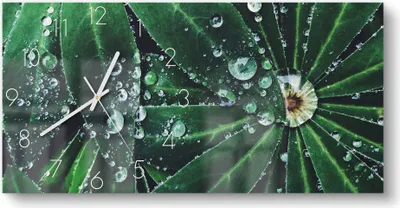Produktbild von DEQORI Glasuhr 60x30 cm Zahlen 'Wasserperlenverzierung' Wanduhr Glas Uhr Design leise