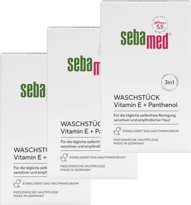 Image de Sebamed pain de toilette sans savon particulièrement doux pour la peau 150 g paquet de 3