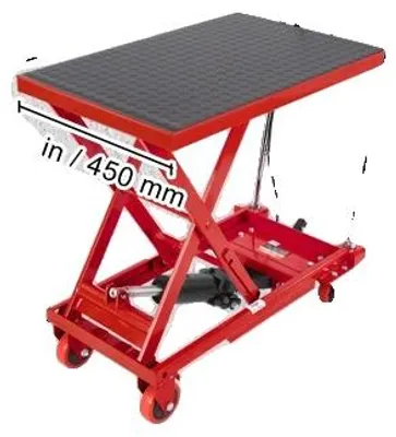 Image de Chariot élévateur hydraulique, capacité de charge de 500 lbs, structure en acier durable. Rouge, 500 lbs. Rouge, 500 lbs