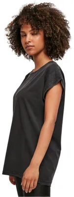 Produktbild von Build Your Brand Damen T-Shirt Ladies Acid Washed Extended Shoulder Tee, Farbe Black, Größe M