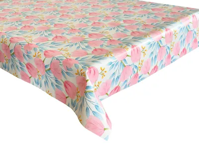 Produktbild von Wachstuch Tischdecke Wasserdicht Gartentischdecke Rosa Tulpen 220x140 cm
