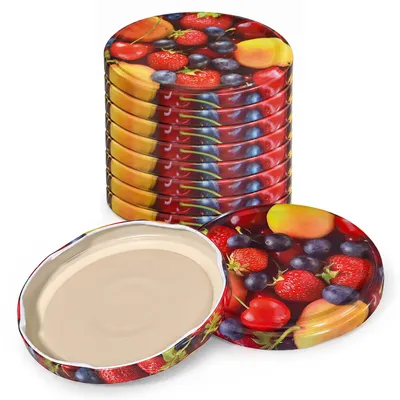 Produktbild von Oputec 10 x Schraubdeckel 82 mm Twist-Off - Deckel für Gläser mit Obstdekor