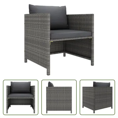 Produktbild von The Living Store Gartensofa mit Kissen Grau Poly Rattan