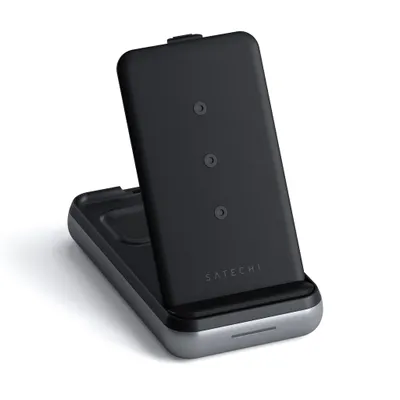 Produktbild von Satechi Duo Kabelloses Ladegert Halter & Powerbank Kompaktes und faltbares Design Untersttzt iPhone, AirPods, Samsung-Handys und Galaxy Buds Fortgeschrittene Qi-Drahtlosladetechnologie