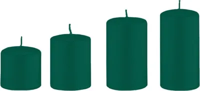Produktbild von 4er Set Adventskerzen, Stumpenkerzen abgestuft Dunkelgrün Ø 5 cm (Höhen 6, 8, 10 und 12 cm)