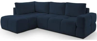 Image de Selsey Taremi - Canapé d'angle avec fonction sommeil, tiroir de lit, chenille hydrophobe, réversible, bleu marine