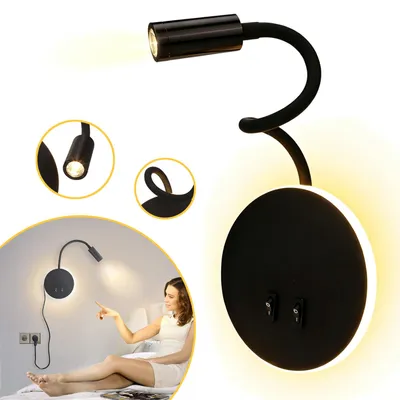 Produktbild von LED‑Wandleuchte, Nachttisch‑Led Wandleuchte, Fokussierte Bettlampe, für Schlafzimmer