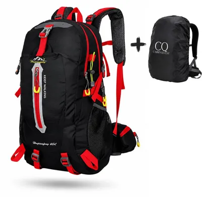 Produktbild von CarryQuest® - Rucksack 40L Nylon Rückenbelüftung Schwarz/Rot