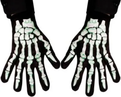 Produktbild von HAAC Baumwolle Skelett Handschuhe für Erwachsene für Halloween Fasching Karneval