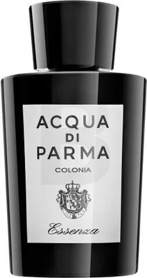 A black bottle of Acqua di Parma Colonia Essenza perfume.
