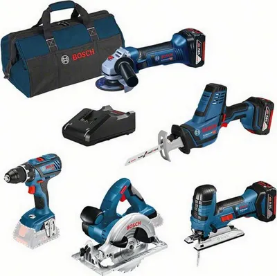 Produktbild von 5 tlg. Bosch Profi-Set 18V: GSR + GST + GWS + GKS+ GSA