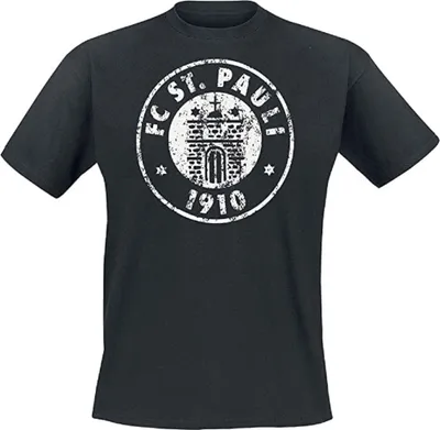 Produktbild von FC St. Pauli T-Shirt Logo, Original Fanartikel, Schwarzes Herren T-Shirt mit Vereinswappen im Vintage-Look, 100% Baumwolle