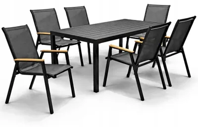 Zdjęcie produktu dla Zestaw balkonowy stół Allen-ST 150x90C + 6x krzesło Pola KD czarne