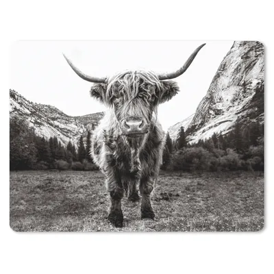 Produktbild von MuchoWow® Mauspad Mousepad Berg - Schwarz - Weiß - Schottischer Highlander 23x19 cm - Mousepads - Maus Mat - Pad - Mausunterlage - Schreibtischunterlage - Mauspad