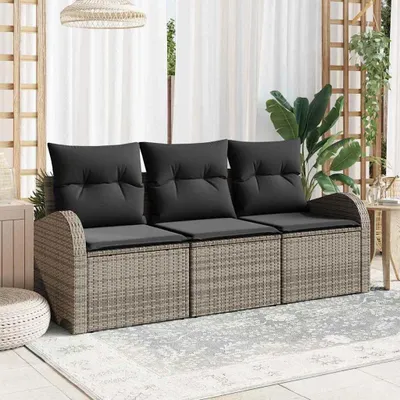 Image de Maison Exclusive - Ensemble de canapé de jardin Gris polyrotin