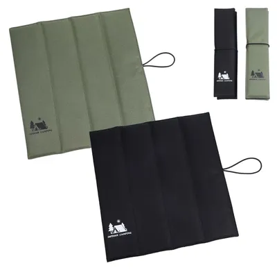 Image de Lot de 2 coussins d'assise d'extérieur imperméables et isolants, pliables, moelleux et confortables, tapis de sol pour le camping, les pique-niques et la pêche, lavables en machine (noir + vert)