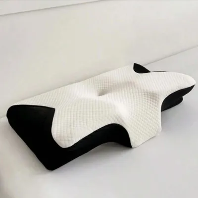 Imagen del producto de Almohada ergonómica para el cuello - Almohada ortopédica de espuma viscoelástica - 3 en 1, ideal para dormir de espalda, de lado o boca abajo - Forma ondulada - 58 x 14 x 37 cm - Blanco