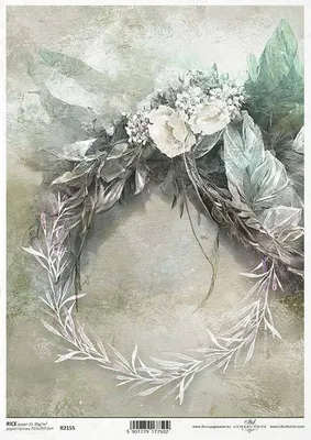 Produktbild von ITD Reispapier Decoupage Bastelpapier Softpapier Serviettentechnik, Blumenkranz R2155