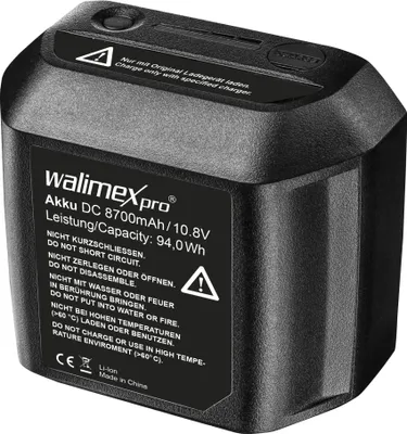 Produktbild von Walimex pro Akku - 8700 mAh 10,8 V für 2Go Serie - Ersatzakku für Studioblitz Flash2Go und Video Leuchte LED2Go 600 TTL, LED2Go 60 - Fotografie Studio