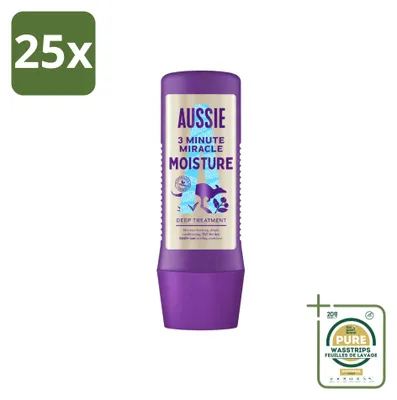 Imagen del producto de 25 mascarillas capilares "Aussie 3 Minute Miracle Moisture" - 225 ml - Paquete de suministro - 25 unidades